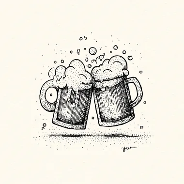 Vintage Sketch of Butterbeer Mugs Cheers Icon