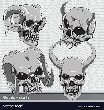 Vintage skulls set vector image