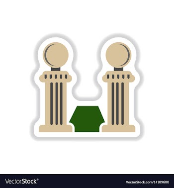 Vintage stone fence balustrade and grass in paper vector image
