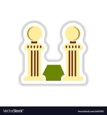 Vintage stone fence balustrade and grass in paper vector image