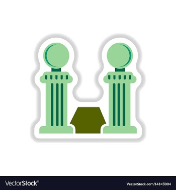 Vintage stone fence balustrade and grass in paper vector image