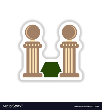 Vintage stone fence balustrade and grass in paper vector image