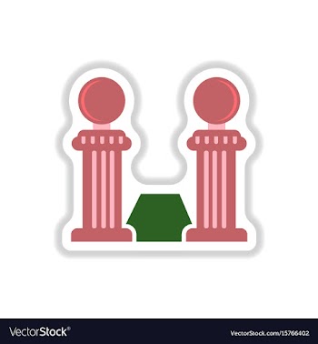 Vintage stone fence balustrade and grass in paper vector image