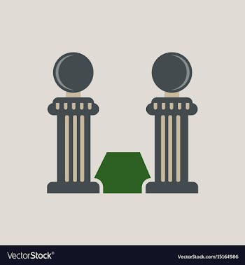 Vintage stone fence balustrade and grass vector image