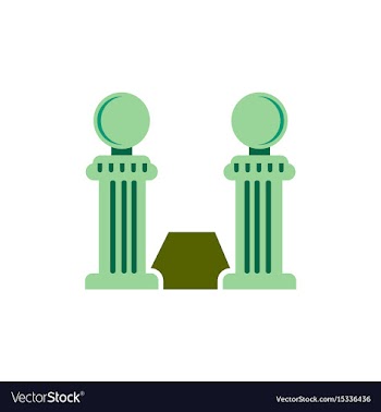 Vintage stone fence balustrade and grass vector image