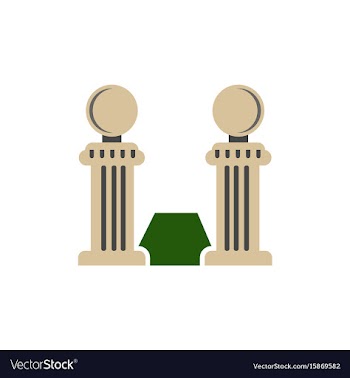 Vintage stone fence balustrade and grass vector image