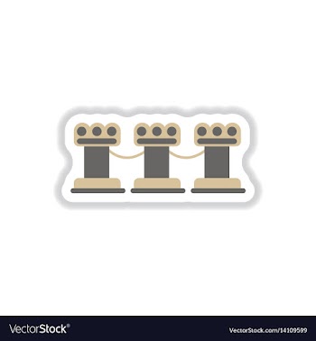 Vintage stone fence balustrade in paper sticker vector image