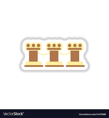 Vintage stone fence balustrade in paper sticker vector image