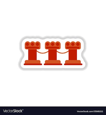 Vintage stone fence balustrade in paper sticker vector image