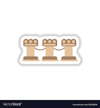 Vintage stone fence balustrade in paper sticker vector image