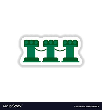 Vintage stone fence balustrade in paper sticker vector image