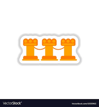 Vintage stone fence balustrade in paper sticker vector image