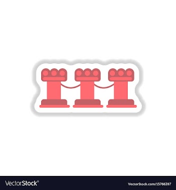 Vintage stone fence balustrade in paper sticker vector image