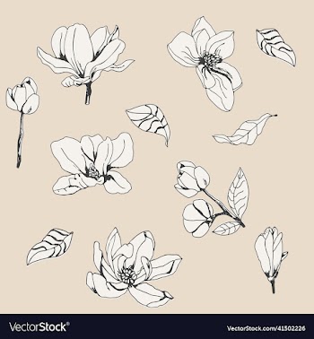 vintage styled magnolia flowers and leaves