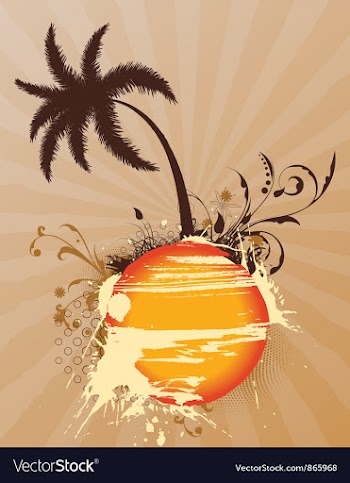 Vintage summer background with palm tree vector image