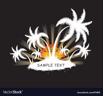 Vintage summer background with palm trees and rays vector image