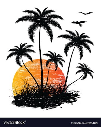 Vintage summer background with palm trees and vector image