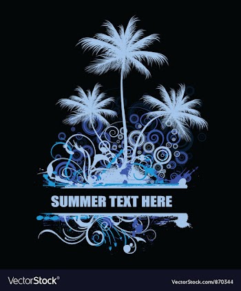 Vintage summer background with palm trees and vector image