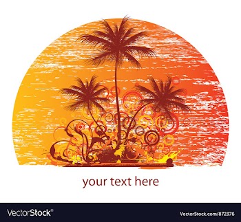 Vintage summer background with palm trees and vector image