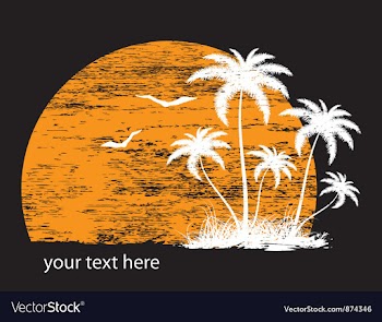 Vintage summer background with palm trees and vector image