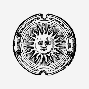 Vintage sun face badge drawing, | Free Photo - rawpixel