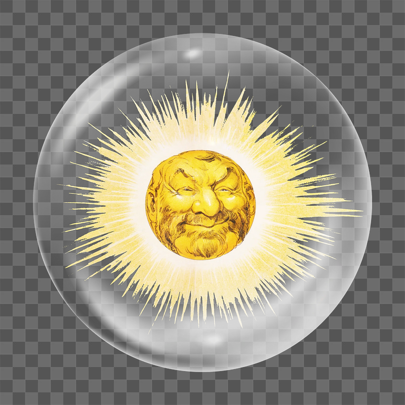 Vintage sun png sticker, bubble | Free PNG - rawpixel