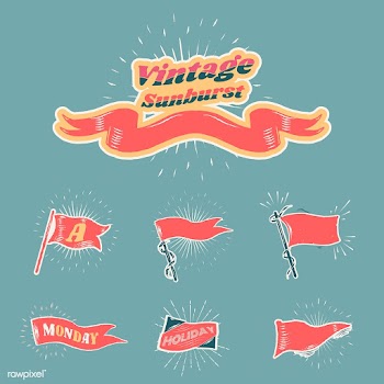 Vintage sunburst flags | Free stock vector - 581766