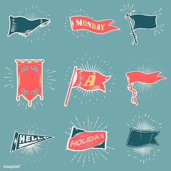 Vintage sunburst flags | Free stock vector - 581785