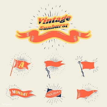 Vintage sunburst flags | Free stock vector - 581808