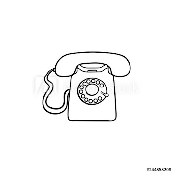 Vintage telephone hand drawn outline doodle icon