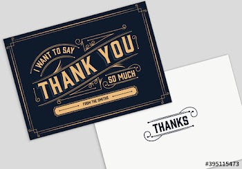 Vintage Thank You Greeting Card Layout with Envelope