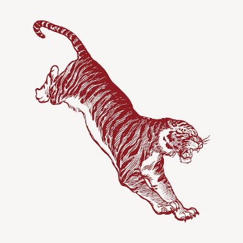 Vintage tiger collage element, animal | Free Vector Illustration - rawpixel