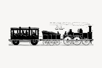 Vintage train hand drawn clipart, | Free Vector - rawpixel