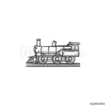 Vintage train hand drawn outline doodle icon
