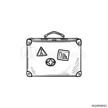 Vintage travel suitcase hand drawn outline doodle icon