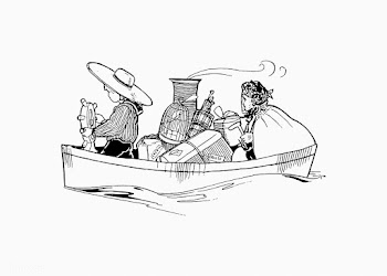 Vintage travelers on a boat | Free stock vector - 572486