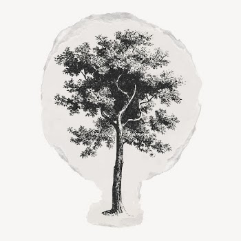 Vintage tree ripped paper clipart, | Free Vector Illustration - rawpixel
