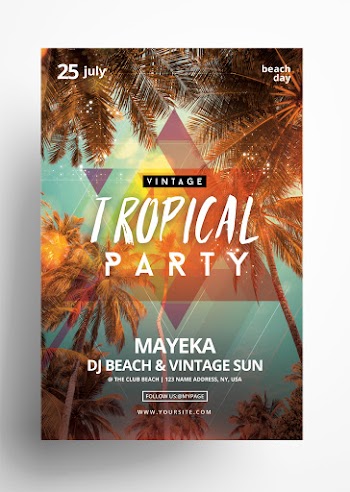 Vintage Tropical Party PSD Free Flyer Template
