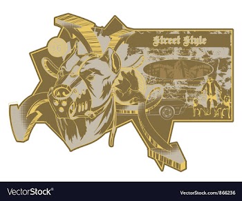Vintage urban label with pitbull vector image