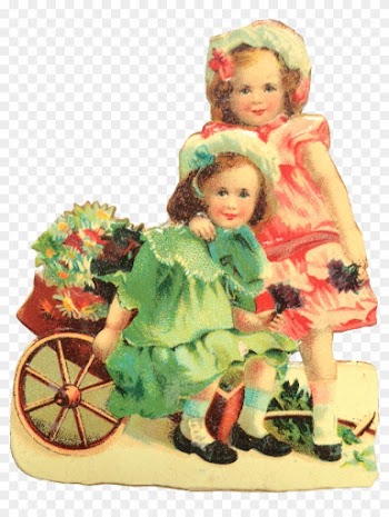 Vintage Valentine Girls And Flowers - Vintage Valentines Girls