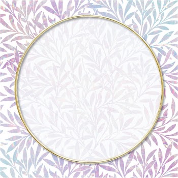 Vintage vector holographic pink leaf frame remix from artwork by William Morris