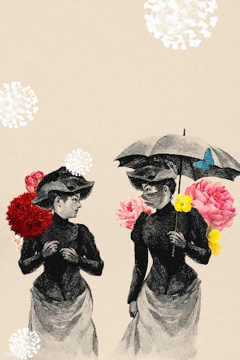 Vintage Victorian ladies with flower decoration in coronavirus contami.. | Free  illustration - 2319734