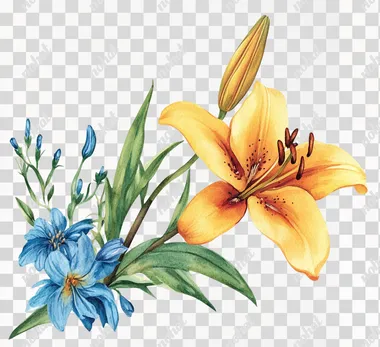 Vintage Watercolor Lily and Wildflower Clipart Frame Vintage Watercolor Lily and Wildflower Clipart Frame