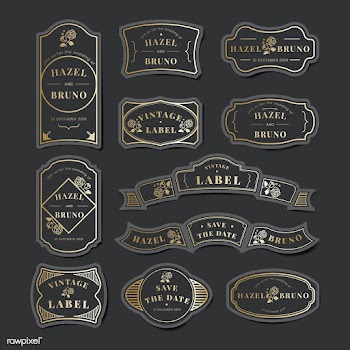 Vintage wedding invitation label vector set | Free stock vector - 542762