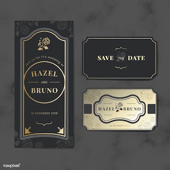Vintage wedding invitation label vector set | Free stock vector - 542765