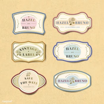 Vintage wedding invitation label vector set | Free stock vector - 542766