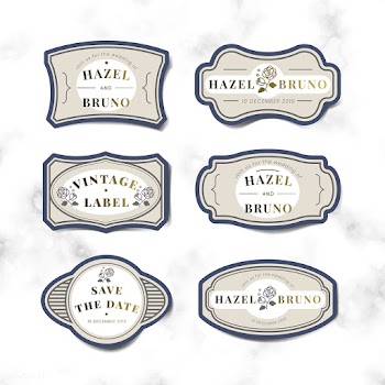 Vintage wedding invitation label vector set | Free stock vector - 542773