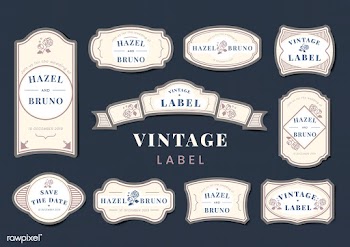 Vintage wedding invitation label vector set | Free stock vector - 542775