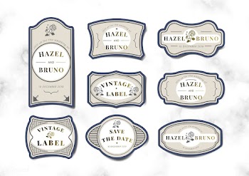 Vintage wedding invitation label vector set | Free stock vector - 542779
