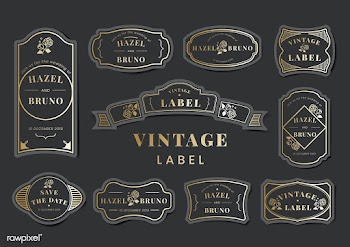 Vintage wedding invitation label vector set | Free stock vector - 542783